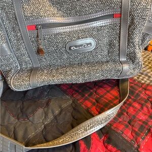 Oscar de la Renta Gray Tweed Messenger/Weekender Bag - Vintage
